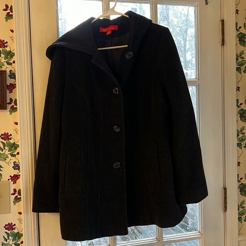 Anne Klein Wool Hooded Peacoat